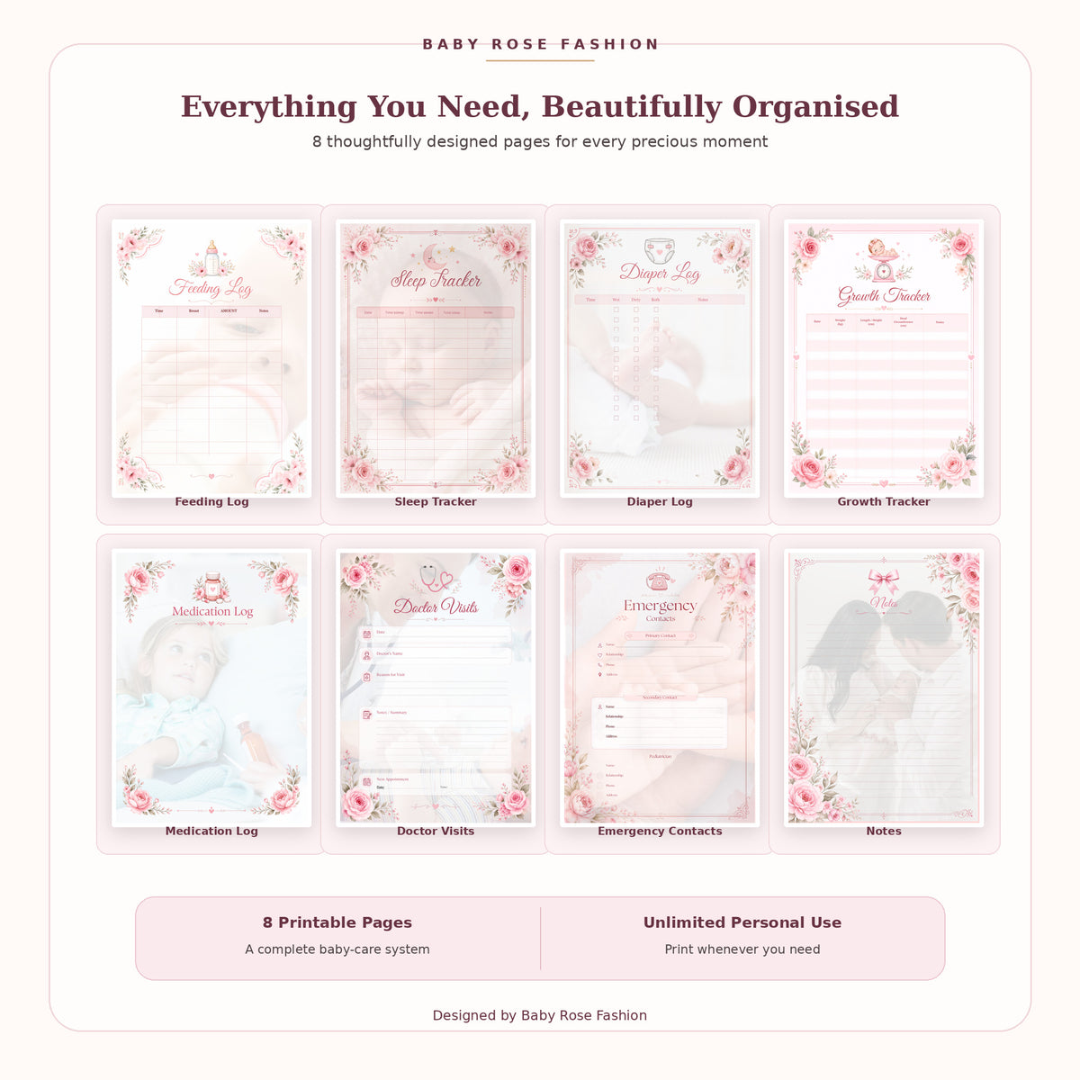 Baby Care Tracker | Printable Baby Journal (PDF)