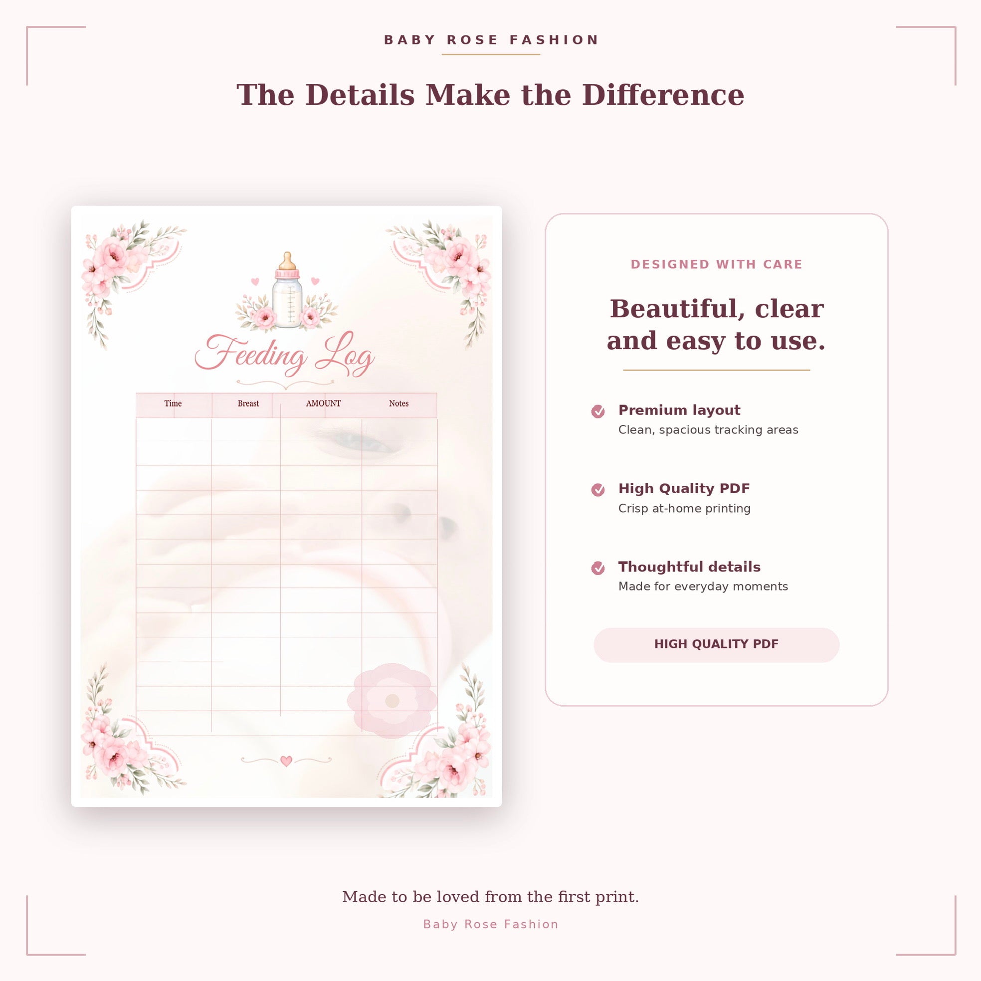 Baby Care Tracker | Printable Baby Journal (PDF)
