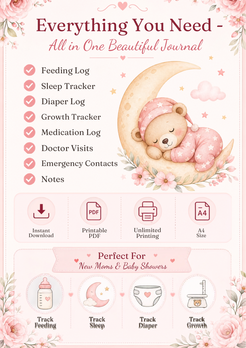 Baby Care Tracker | Printable Baby Journal (PDF)